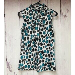 Nine West Womens Size Small Wrap Top Blouse Smocked Tie Waist Multicolor